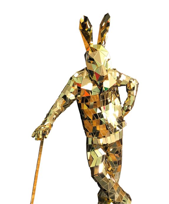  Зеркальный золотой костюм Зайца